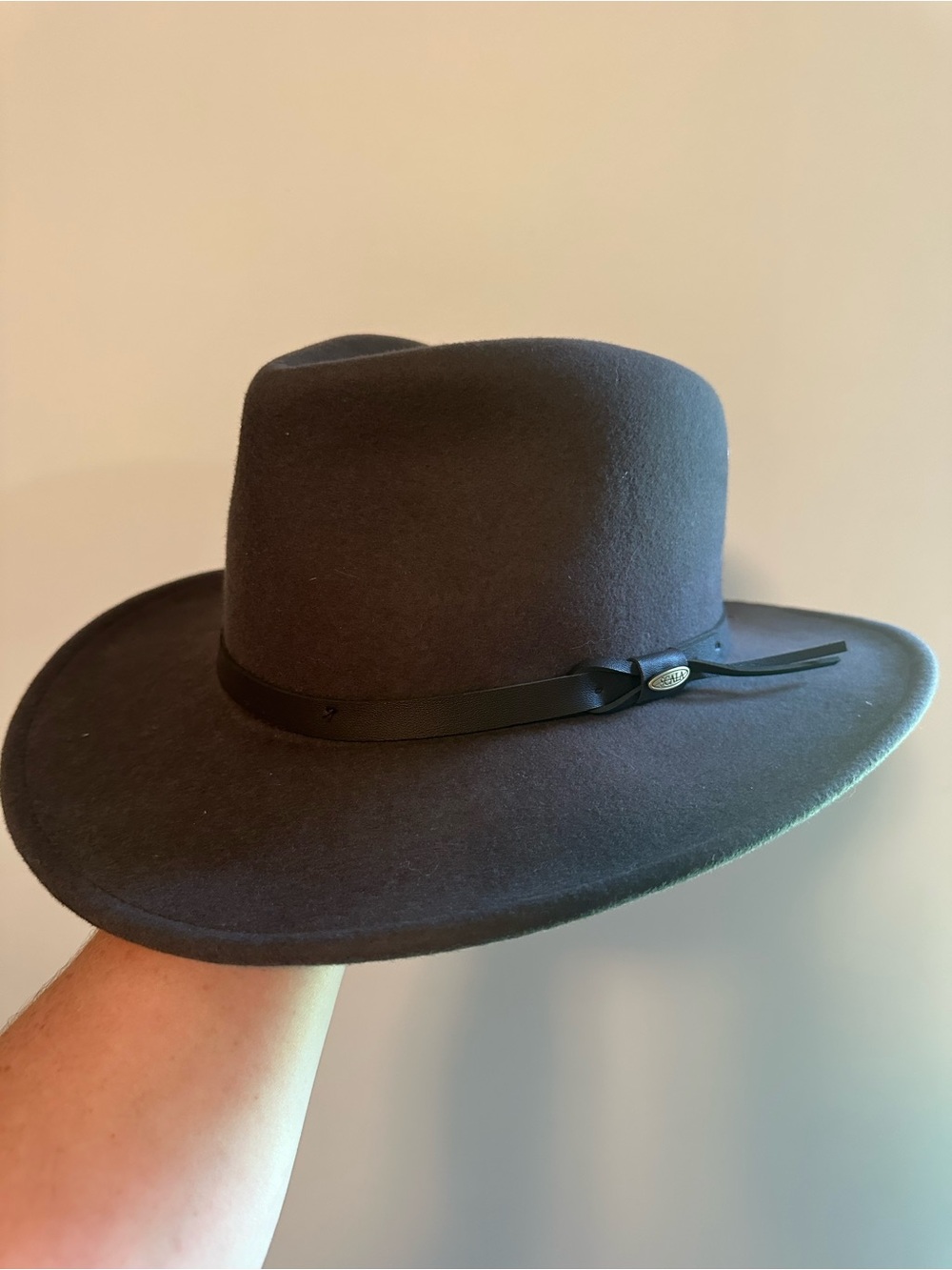 Scala Brown Wool Felt Fedora with Leather Band